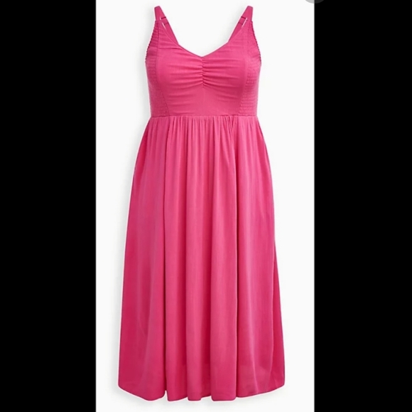 Sold!!! Torrid Pink Midi Dress - Picture 3 of 5